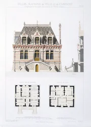 Design de maisons de ville et de campagne basé sur les maisons modernes de Paris, vers 1864