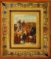 Dans les jardins de Versailles, Puget présente sa statue de Milon de Croton au roi Louis XIV ...