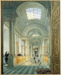 Paris. Le grand escalier du Palais des Tuileries, vers 1840, aquarelle