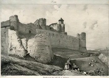 Carcassonne, rempart de la ville, fortement endommagé