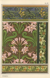 Jonquille, Narcissus jonquilla, comme motif de design dans les motifs de papier peint et de tissu