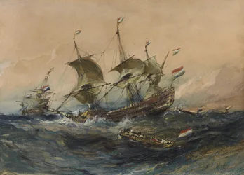 Navires néerlandais dans la tempête