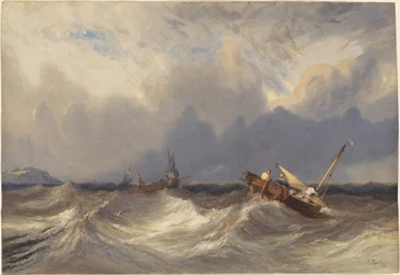 Bateaux de pêche secoués avant une tempête