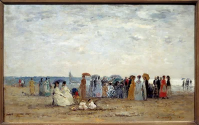 Baigneurs sur la plage de Trouville, Calvados