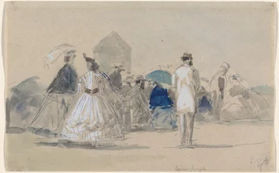Crinolines sur la plage, c. 1865