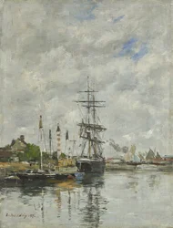 Deauville, le bassin à bateaux, 1887