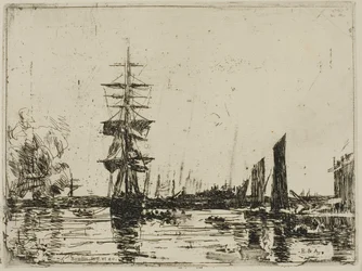 Paysage marin avec bateaux