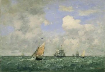 Navires et voiliers quittant le Havre