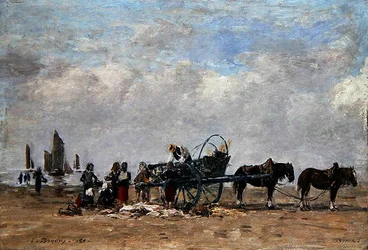 Le Chariot de Poisson, Berck, vers 1880