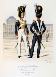 Gardes à pied ordinaires du Corps de Roi, petite et grande tenue, 1817-30