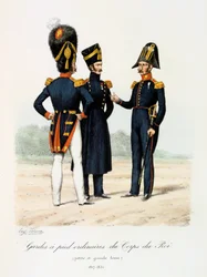 Gardes à pied ordinaires du Corps de Roi, petite et grande tenue, 1817-1830