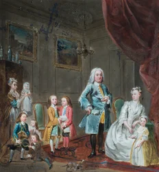 Portrait du troisième Lord Oxford et de sa famille (huile sur papier)