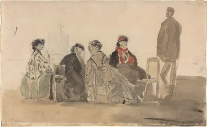 Quatre dames assises à Trouville