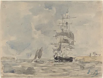 Paysage marin avec voilier