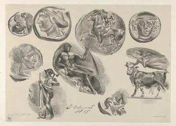 Feuille de neuf pièces antiques