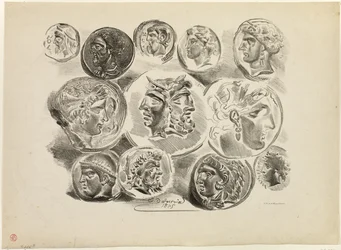 Feuillet de douze médailles anciennes