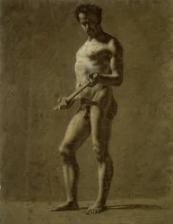 Nu académique masculin debout (recto) ; Croquis du bras supérieur (verso)