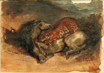 Tigre attaquant un cheval