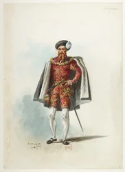 Btv1b84558104 06 - Saint-Saëns - Henry VIII - Maquettes de costumes - Lacoste - 6. Seigneur