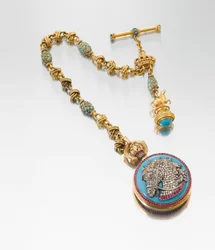 Montre de présentation extrêmement fine et historiquement intéressante avec chaîne et sceau, faite pour le roi Louis II de Bavière, vers 1880