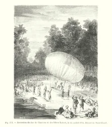 Ascension du duc de Chartres et des frères Robert, le 15 juillet 1784, Départ de Saint-Cloud