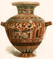 Vase corinthien. Musée du Louvre. Deuil sur Achilleus mort