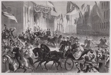 Foules accueillant le Kaiser Guillaume Ier d