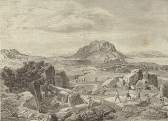Grèce et Rome - Grèce : Corinthe, vue depuis une carrière