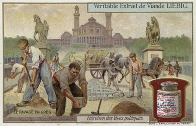 Pose de pavés en grès