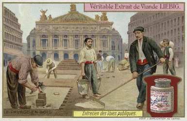 Pavage en blocs de bois