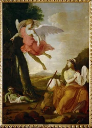 Agar et Ismaël sauvés par un ange (peinture sur toile)