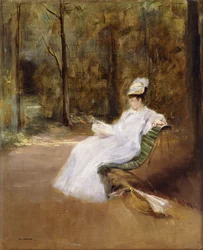 Assis sur un banc, vers 1848