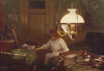 Intérieur avec mère et enfant