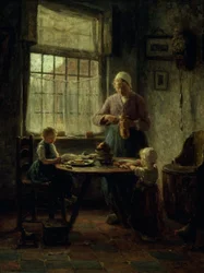 Un repas de famille, vers 1890