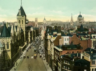 Vue de St. Clement Danes montrant les tribunaux, vers 1900