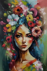 Belle fille entourée de fleurs