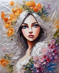 Jeune femme entourée de fleurs