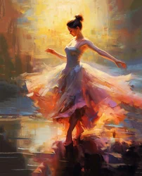 Fille dansant, peinture impressionniste, style Claude Monet, impressions sur toile