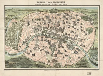 Bâtiments sélectionnés montrés picturalement. Vue à vol d