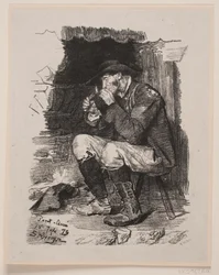 Un homme allume sa pipe