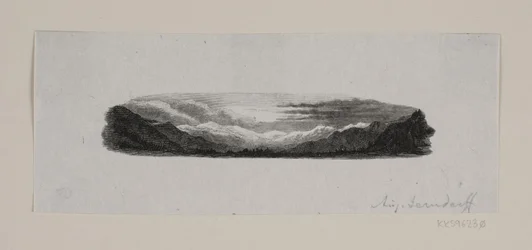 Vignet. Montagnes enneigées
