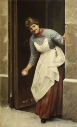 Femme avec une boule de neige
