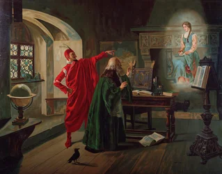 Marguerite, Faust et Méphisto, scène de Faust de Charles Gounod (1818-1893), vers 1900