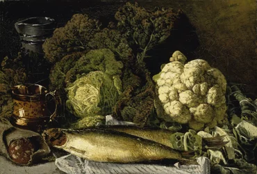 Nature morte aux légumes et au poisson