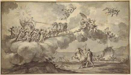 Design de tapisserie: Apollon dans son char conduit par Aurore