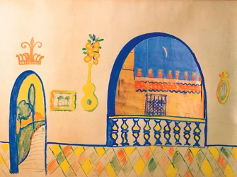 Dessin de Federico García Lorca (1898-1936) pour le décor du théâtre Guignol