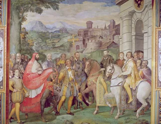 Charles V (1500-58) avec Alessandro Farnese (1546-92) à Worms, de la 