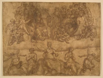 Âmes rachetées et figures allégoriques, étude pour la fresque du Jugement dernier dans la coupole du Duomo, Florence
