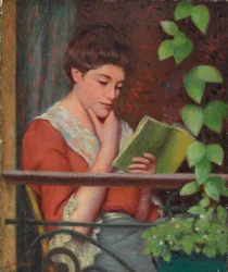 Lecture en plein air - Femme sur le balcon