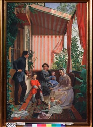 Portrait de famille sur le balcon